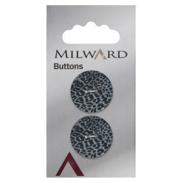 Milward Carded Buttons Round Animal Print 2 Hole Mother of Pearl 23mm Pack of2