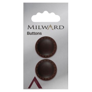 Milward Carded Buttons Round Initation Leather Shank Light Tan 23mm Pack of 2