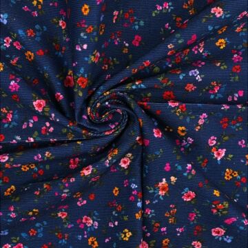 Midnight Meadow Needlecord Fabric Navy 112cm