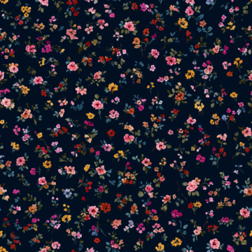 Midnight Meadow Needlecord Fabric Navy 112cm