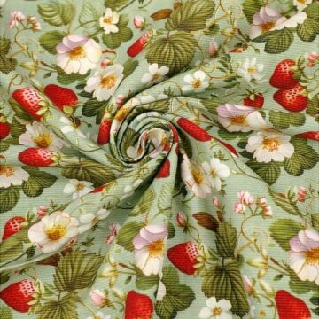 Strawberry Fields Needlecord Fabric Green 112cm