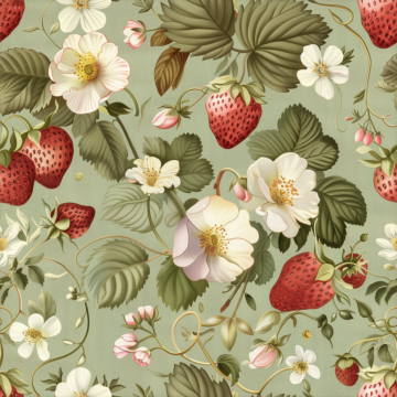 Strawberry Fields Needlecord Fabric Green 112cm