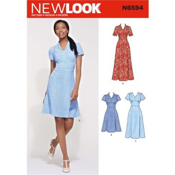 New Look Sewing Pattern 6594 (A) Misses' Dress In Three Lengths 8-20 6594A 8-20