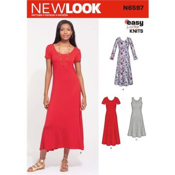 New Look Sewing Pattern 6597 (A) Misses' Knit Dress 10-22 6597A 10-22