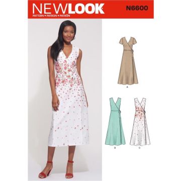 New Look Sewing Pattern 6600 (A) - Misses' Wrap Dress 6600A 10-22