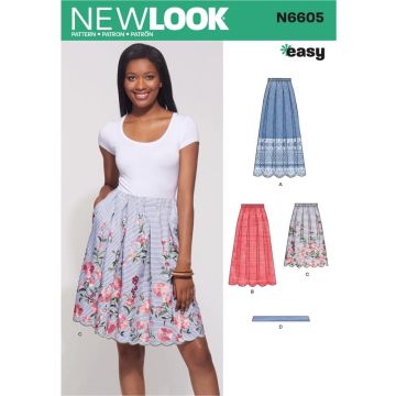 New Look Sewing Pattern 6605 (A) - Misses' Skirt with Neck Tie 8-20 6605A 8-20