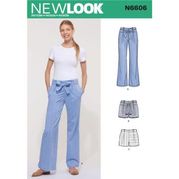 New Look Sewing Pattern 6606 (A) - Misses' Pant & Shorts 6-18 6606A 6-18
