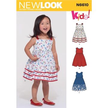 New Look Sewing Pattern 6610 (A) - Toddlers' Dress Age 6 Months - 4 6610A Age 6months-4