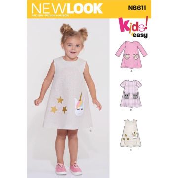 New Look Sewing Pattern 6611 (A) - Children's Novelty Dress Age 3-8 6611A Age 3-8