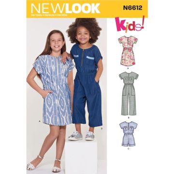 New Look Sewing Pattern 6612 (A) - Childrens, Girls Jumpsuit, Romper & Dress 6612A Age 3-14