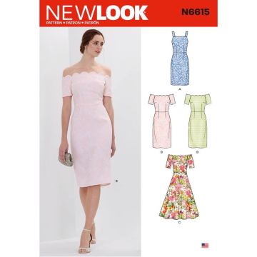 New Look Sewing Pattern 6615 (A) - Misses' Dresses 10-22 6615A 10-22