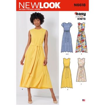 New Look Sewing Pattern 6618 (A) - Misses' Dresses In Two Lengths 8-20 6618A 8-20