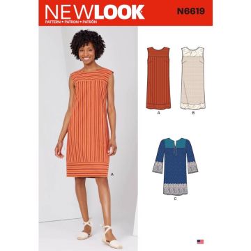 New Look Sewing Pattern 6619 (A) - Misses' Dresses 10-22 6619A 10-22