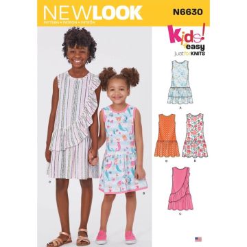 New Look Sewing Pattern 6630 (A) - Children's & Girls' Dresses Age 3-14 6630A Age 3-14
