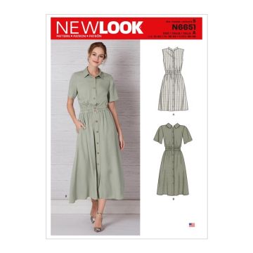 New Look Sewing Pattern 6551 (N) - Misses Dress 10-22 N6651 10-22