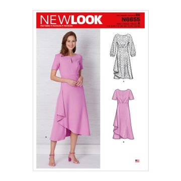 New Look Sewing Pattern 6655 (N) - Misses Dress 6-18 N6655 6-18