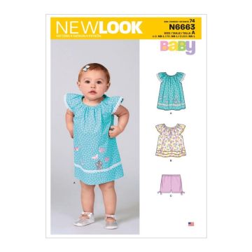 New Look Sewing Pattern 6663 (N) - Infants Dress NB-L N6663 NB-L