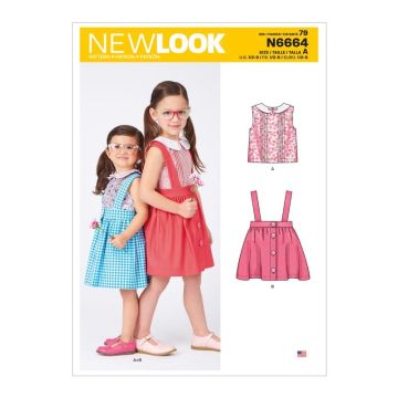 New Look Sewing Pattern 6664 (A) - Toddlers & Children's Skirts & Blouse  N6664 Age 6months-8