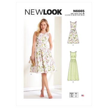 New Look Sewing Pattern 6665 (A) - Misses Dress 4-16 N6665A 4-16