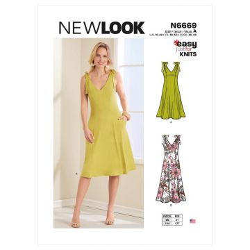 New Look Sewing Pattern 6669 (A) - Misses Dress For Stretch Knits 10-22 N6669A 10-22