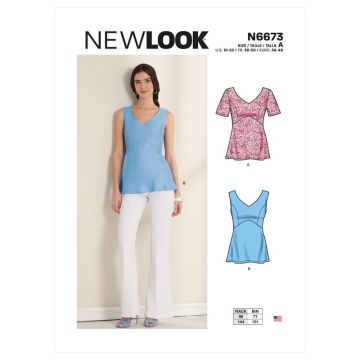 New Look Sewing Pattern 6673 (A) - Misses Tops 10-22 N6673A 10-22