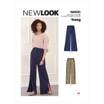 New Look Sewing Pattern 6691 (A) - Misses Slim Flared Pants 6-18 N6691A 6-18