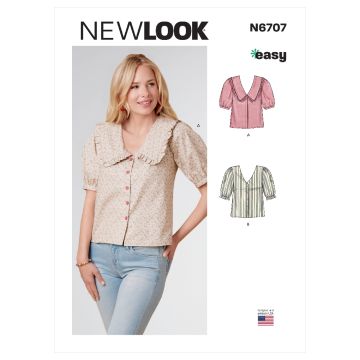 New Look Sewing Pattern 6707 (A) - Misses' Tops 4-16 N6707 4-16
