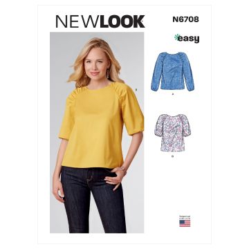 New Look Sewing Pattern 6708 (A) - Misses' Tops 6-18 N6708 6-18