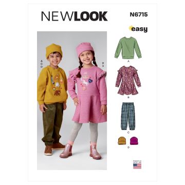 New Look Sewing Pattern 6715 (A) - Children's Top, Pants, Dress & Hat N6715 3-8