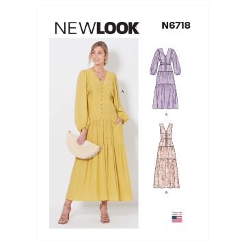 New Look Sewing Pattern 6718 (A) - Misses Dress 8-20 N6718A 8-20