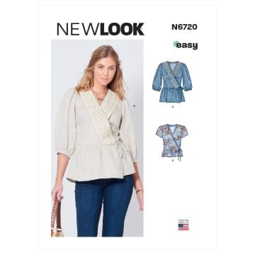 New Look Sewing Pattern 6720 (A) - Misses Tops 6-18 N6720A 6-18