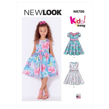 New Look Sewing Pattern 6726 (N) - Toddler Dress, Child Dress, Hoodie& Skirt N6726A 6m-8y