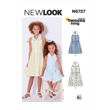 New Look Sewing Pattern 6727 (N) - Childrens & Girls Dresses Age 3-14 N6727A 3-14