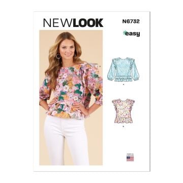 New Look Sewing Pattern 6732 (N) - Misses Tops 6-18 UN6732A 6-18
