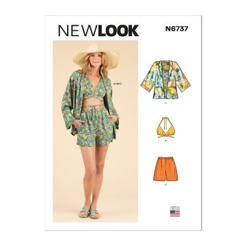 New Look Sewing Pattern 6737 (N) - Misses Jacket Wrap Halter Top & Shorts UN6737A 8-20