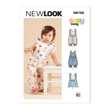 New Look Sewing Pattern 6738 (N) - Babies Rompers & Dress NB-L UN6738A NB-L