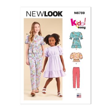 New Look Sewing Pattern 6739 (N) - Childrens & Girls Dress, Top & Pants UN6739A 3-14