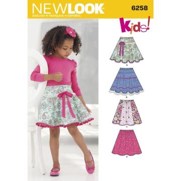 New Look Sewing Pattern Child's and Girls' Circle Skirts 6258A Age 3-12