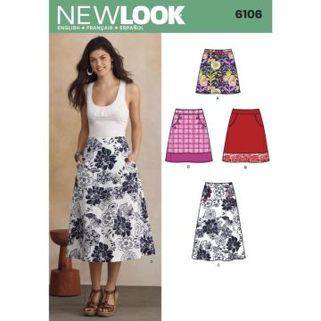 New Look Sewing Pattern Misses' Skirts 6106A 10-22