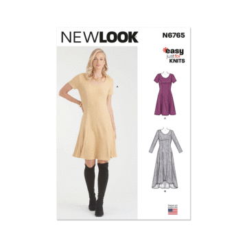 New Look Sewing Pattern 6765 Misses' Knit Dresses  10-12-14-16-18-20-22