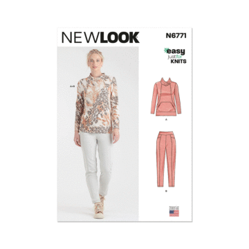 New Look Sewing Pattern 6771 Misses' Knit Top and Pants  XS-S-M-L-XL-XXL