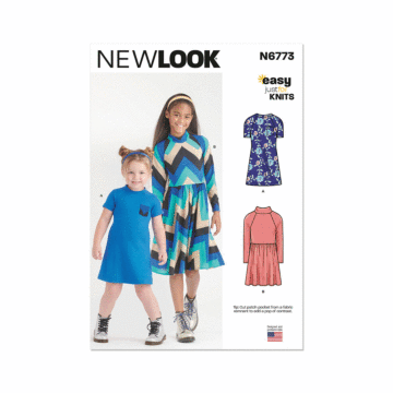 New Look Sewing Pattern 6773 Children's and Girls' Knit Dresses  3-4-5-6-7-8-10-12-14