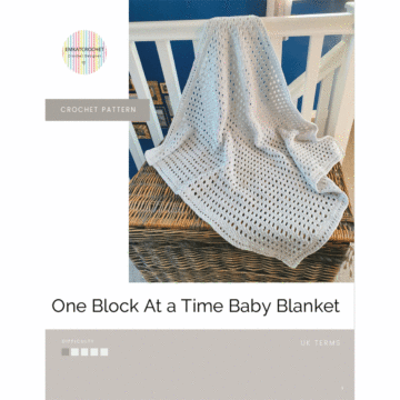 One Block At a Time Baby Blanket Crochet Kit in James C Brett Flutterby Chunky by EmKatCrochet