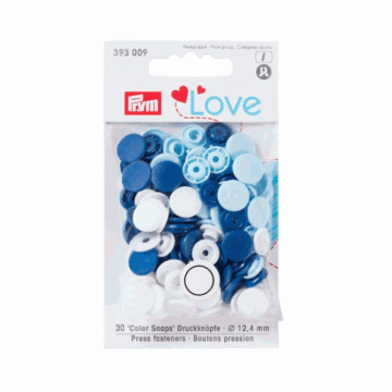 Prym Love Colour Snap Press Fasteners Round BlueSkyWhite 12.4mm x 30pcs