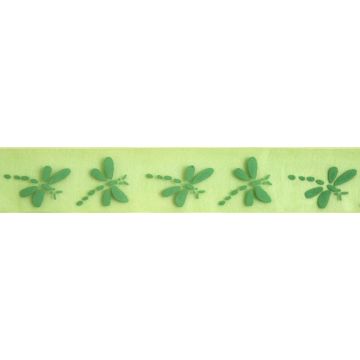 Reel of Organdie Dragonfly Ribbon Code C Green 25mm x 3m