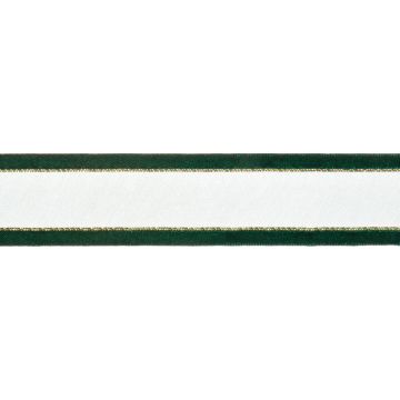 Reel of Organdie Satin Edge Gold Line Ribbon Code B Hunter Green 15mm x 5m