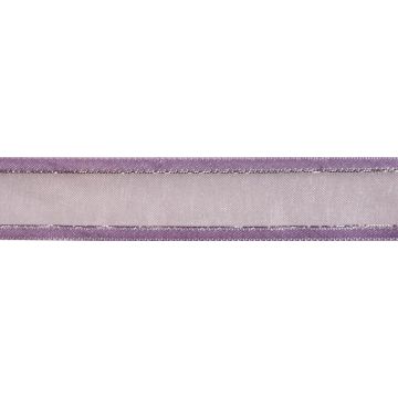 Reel of Organdie with Satin Edge Gold Line Ribbon Code B Lavender 12mm x 5m