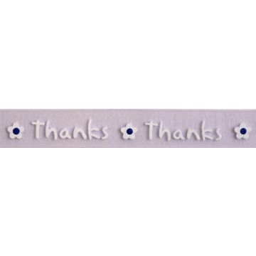 Reel of Thanks Ribbon Code C Purple White Lilac 15mm x 3.5m