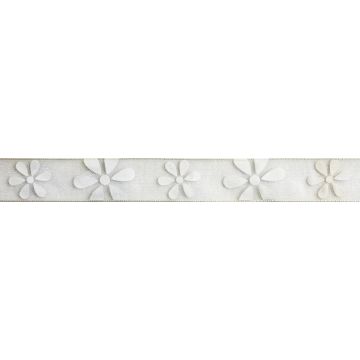Reel of Daisy Ribbon Code C White on Baby Blue 15mm x 3.5m