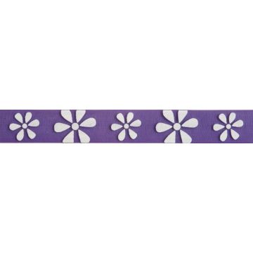 Reel of Daisy Ribbon Code C White on Purple 15mm x 3.5m